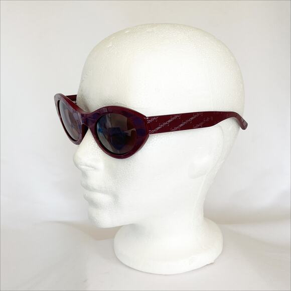 BALENCIAGA  Logo Embossed Round Cat Eye Frame Sunglasses NWOT - Picture 5 of 10